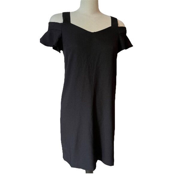 Banana Republic Open Shoulder Black Dress Sz 2 (XS) Womens Classic Little Black - Picture 5 of 10